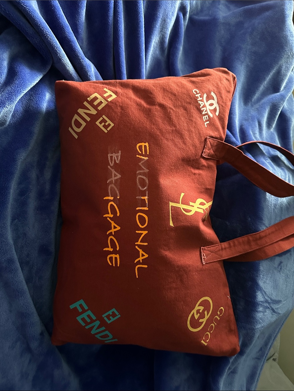 Rust Red Graphic Logo Tote Bag